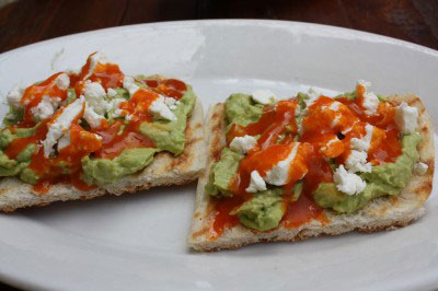 spicy avocado and goat cheese crostini