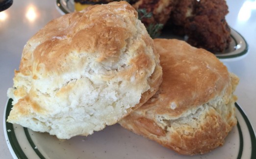 Sorry vegetarians, BB says their biscuits are made from soft winter wheat, lily white flour, duck fat, and butter.