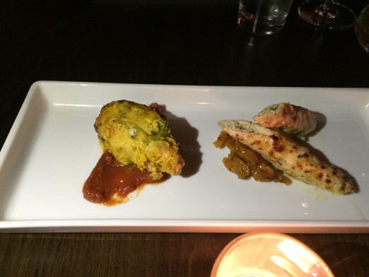 A tasting portion of the popular Lamb Stuffed Tandoori Chicken is on the left!