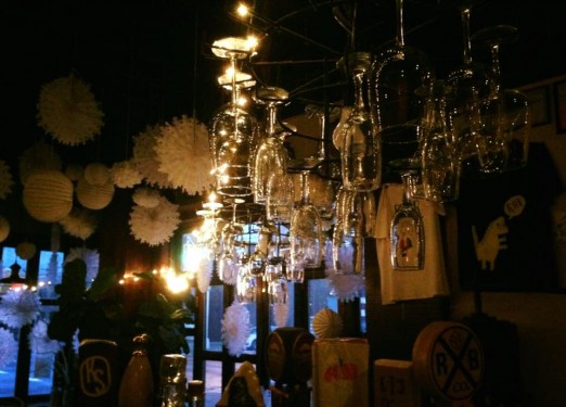 RaR Bar interior_wine glass chandelier