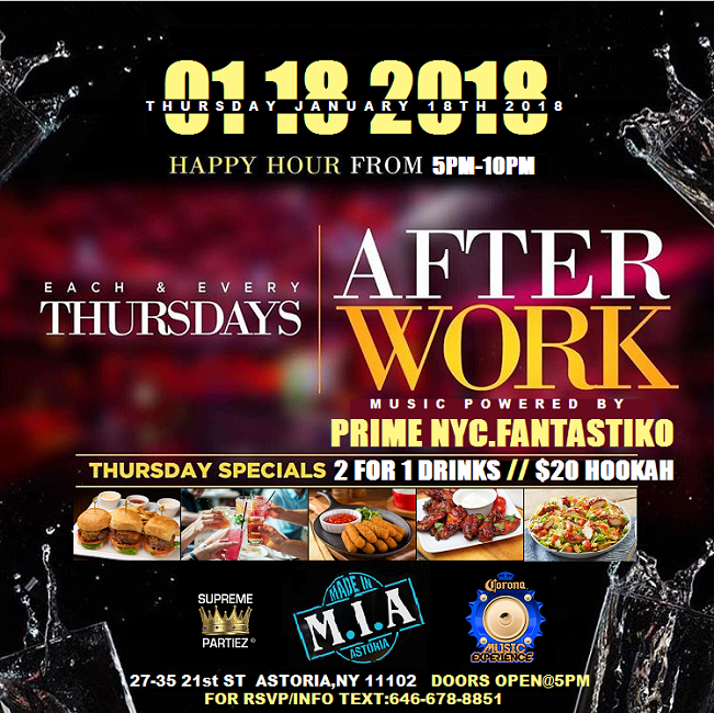 AFTERWORK THURSDAYS @MADE IN ASTORIA JAN 18th | We Heart Astoria